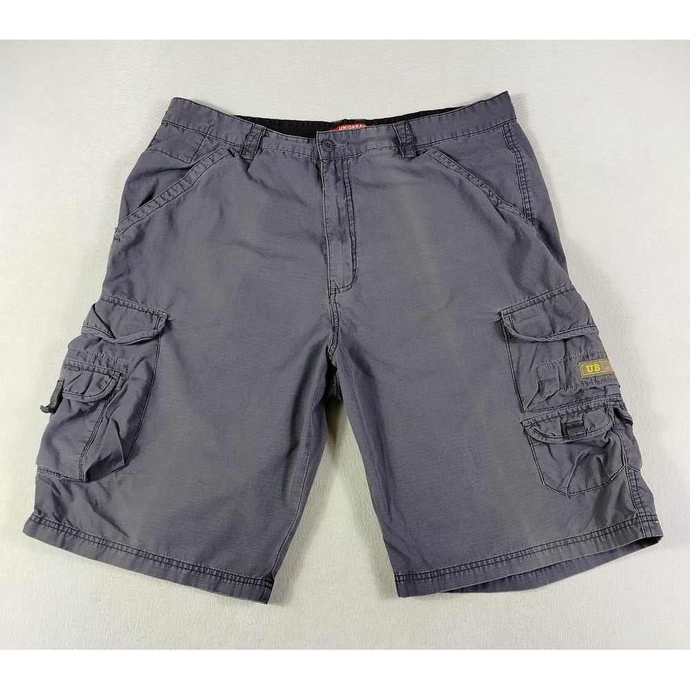 Unionbay Cargo Shorts Mens 40 Gray Ripstop Cotton Utility Pockets Casual Hiking